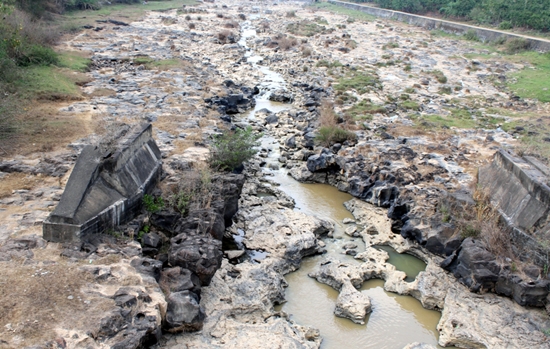 Sông Đạ Dâng, sông lớn nhất tại Lâm Đồng cạn trơ đáy.